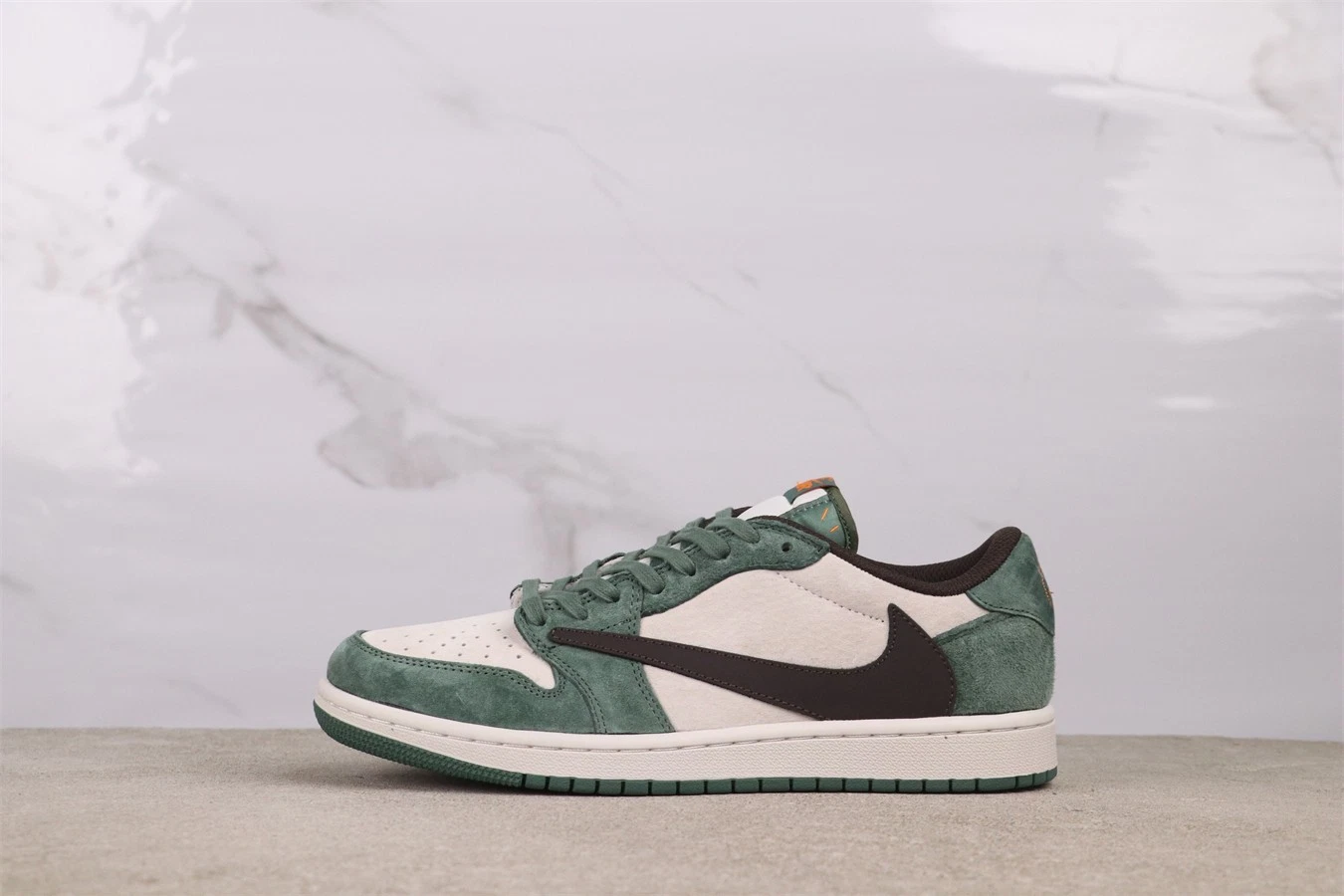 JORDAN Sneakers unisex moda AJ1 retrò basse Travis scott verde scamosciato