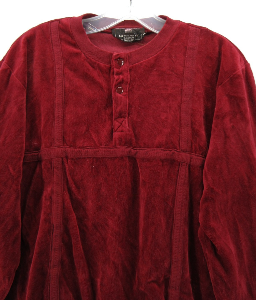 VINTAGE Givenchy Monsieur Sweater Men Medium Red Velour Henley