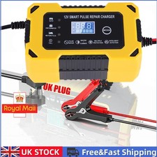 UK Car Battery Charger 12V 6A Fast Charger Automatic Smart Pulse Repair AGM/GEL