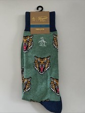 NWT An Original PENGUIN by Munsingwear Socks NOVELTY TIGER Collegiate Green