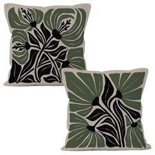 Sage Green Boho Floral Flower Throw Pillow Covers 18x18 Set of 2, Floral-green