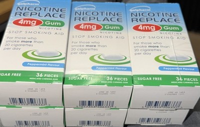 6x Galpharm Nikotinkaugummi 4mg Packungen à 36 (216 insgesamt) zuckerfrei Pfefferminz Stop