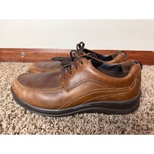 SAS Men Brown Leather Walking Shoes S-Motion Technology Made in USA 10 M