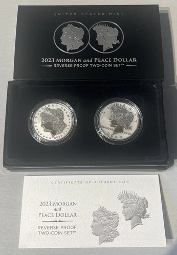 2023 Morgan and Peace Dollar Reverse Proof Set OGP/COA