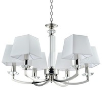 Kronleuchter Metall Stoff 70 Cm Breit Nickel Weiß E14 Modern HäNgelampe Esstisch
