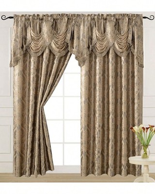 Luxury Fancy Jacquard Design Room Darkening Curtain Panel With Attached-FGQA