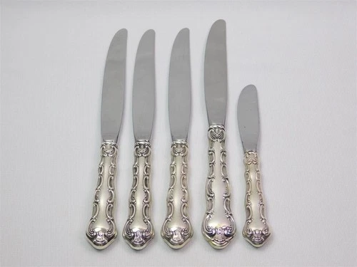 5 Pcs Vtg Gorham Strasbourg Sterling Silver Dinner/Luncheon/Butter Knives