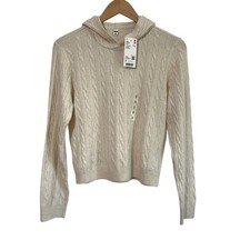 NWT Uniqlo Womens Cable Knit Hoodie Pullover Top Sweater Size S Fall Casual