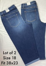 LANE BRYANT Women's 18 Lot of 2 Boyfriend Capri  Straight Crop Blue Jeans NWT
