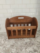 Vintage Solid Oak Wood Magazine Rack Book Holder Newspaper Retro Record Holder