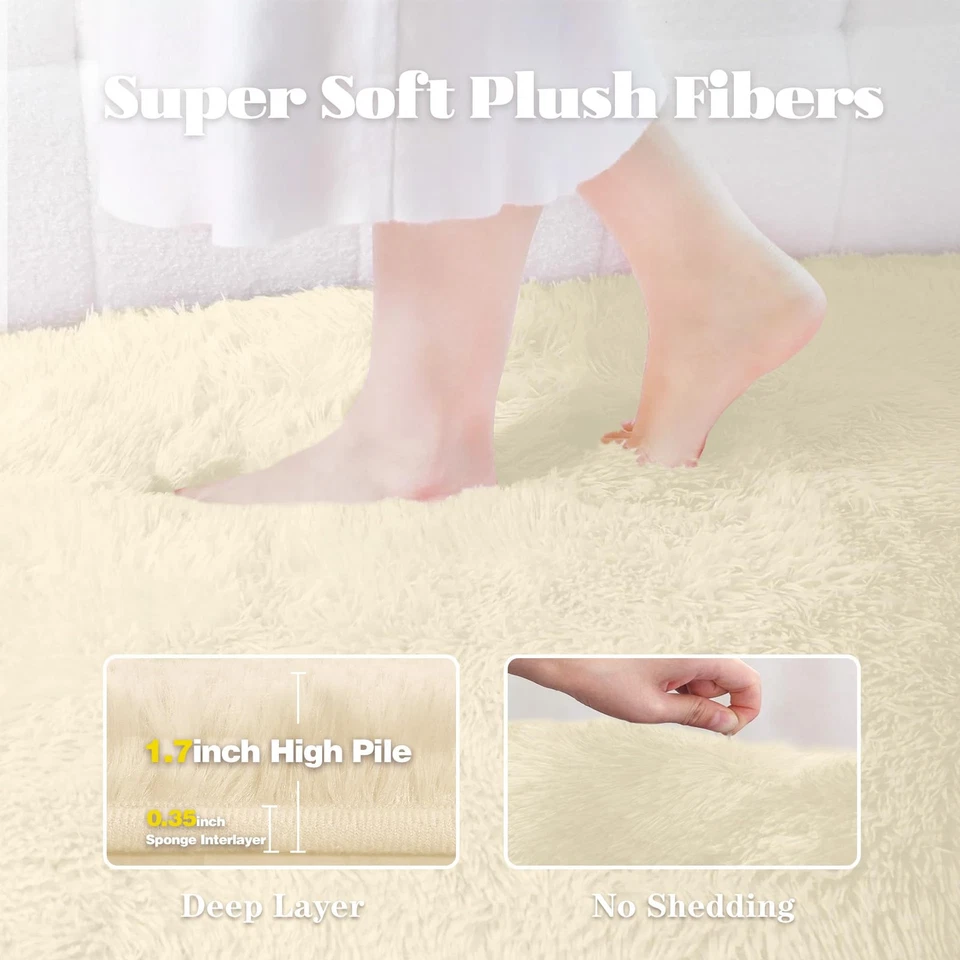 5x7 Area Rug for Living Room: Fluffy Shag Soft Washable Rugs Fuzzy Plush Indo... - Image 3 of 4