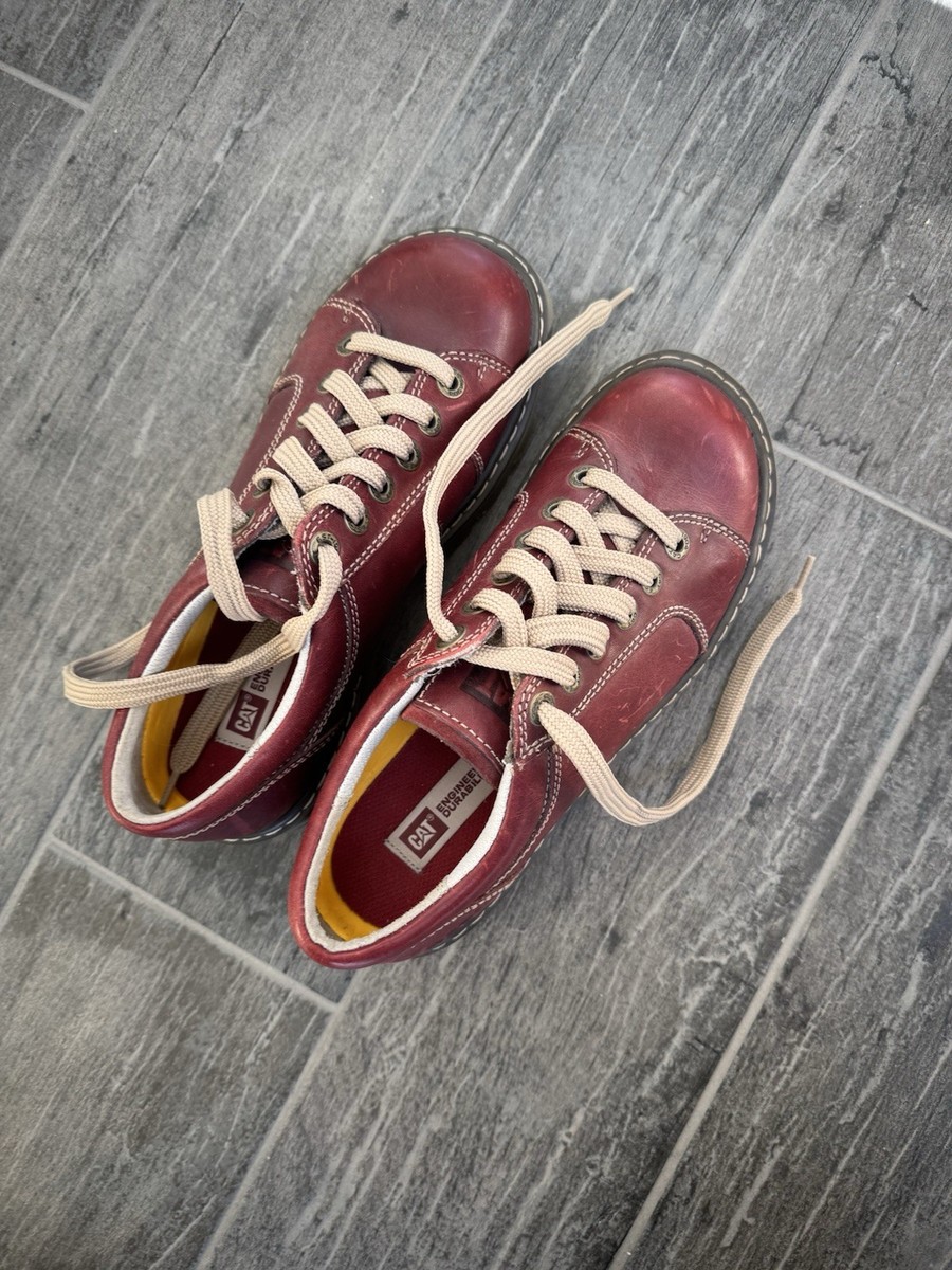 RARE vintage caterpillar red leather chunky oxford lace up shoes Women Size 7.5 View 2