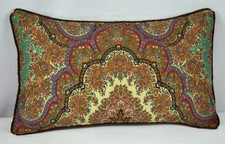 New Corded Pillow made w Ralph Lauren Emerson Brown Paisley Cotton Fabric 20x12