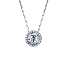 *BRAND NEW* Sterling Silver Platinum-Bonded with 0.62 CTW Round Halo Necklace
