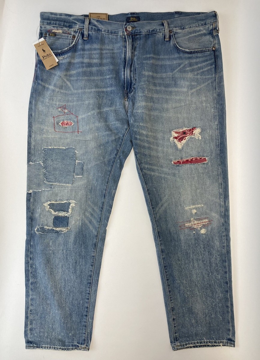 Polo Ralph Lauren Big Tall Varick Slim Straight Red Bandana Patch