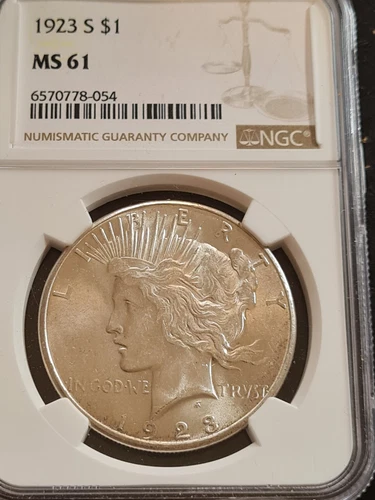 1923 S PEACE SILVER DOLLAR - NGC GRADED AND CERTIFIED MS61 - FREE US SHIPPING