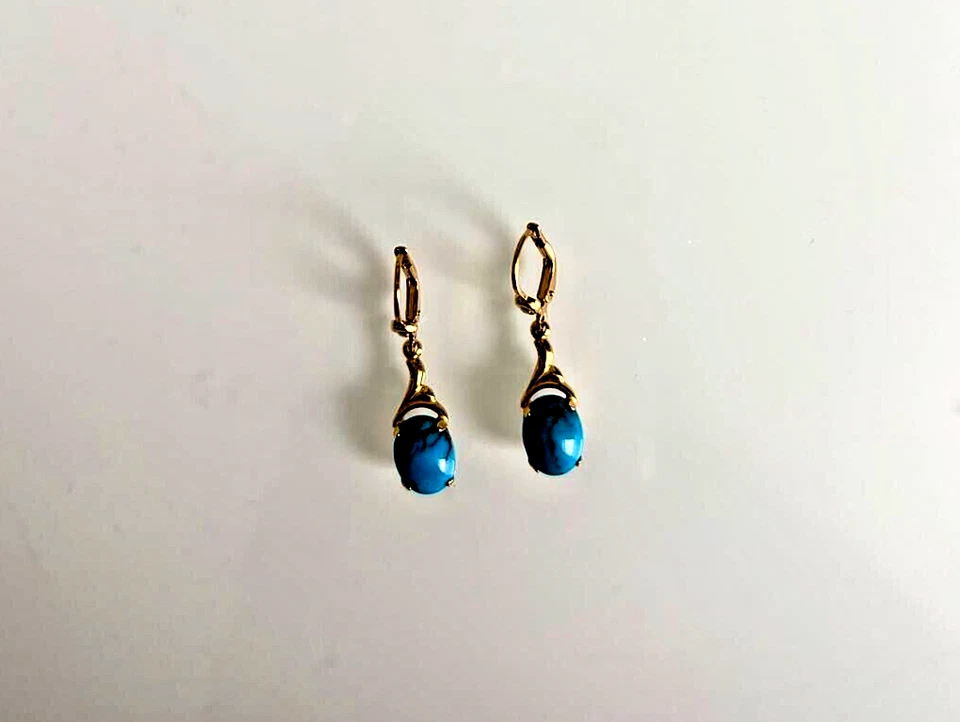 333 Gold Topmodische Damen Ohrringe Brisur Tropfen echter Türkis 9x7,5mm - Bild 3 von 4