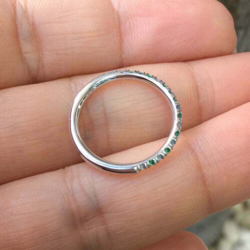 Blau & Grün Rund Diamant Half Eternity Band Ring Verlobungsring Weißgold-Finish - Bild 4 von 6