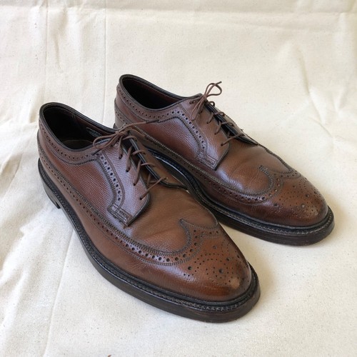 Florsheim Royal Imperial USA Vintage Long Wingtip 5 Nail Brogue Shoes Brown VG+