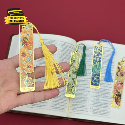 4 PCS Metal Bookmarks for Women Men, Van Gogh Theme Book Marks for Reading Women - Picture 4 of 7