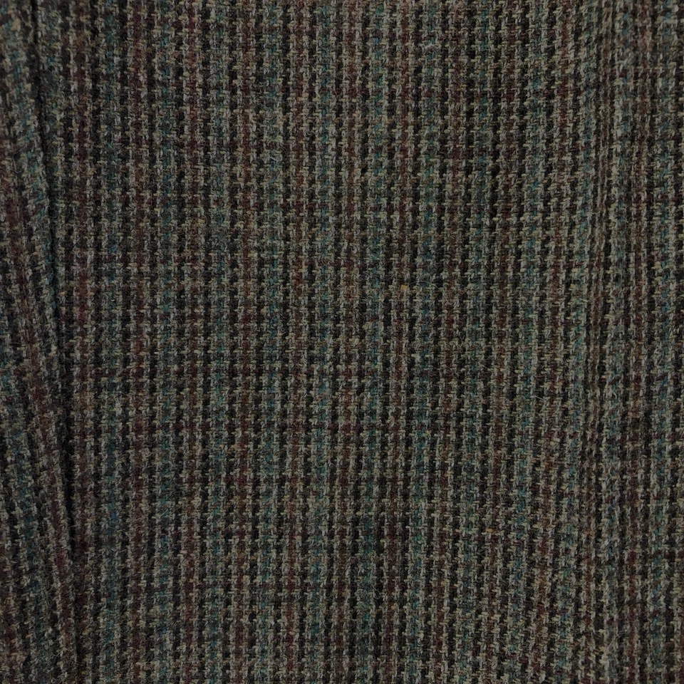 John Henry Dress Pants Mens Sz 34" x 3" Brown Blue Check Poly Wool Pleated Front - Image 3 of 4