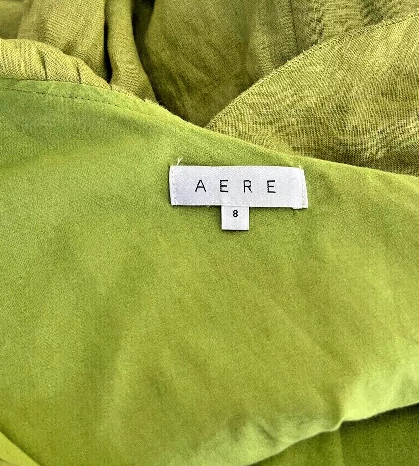 AERE linen one shoulder midi dress Size 8 in bay leaf green eBay