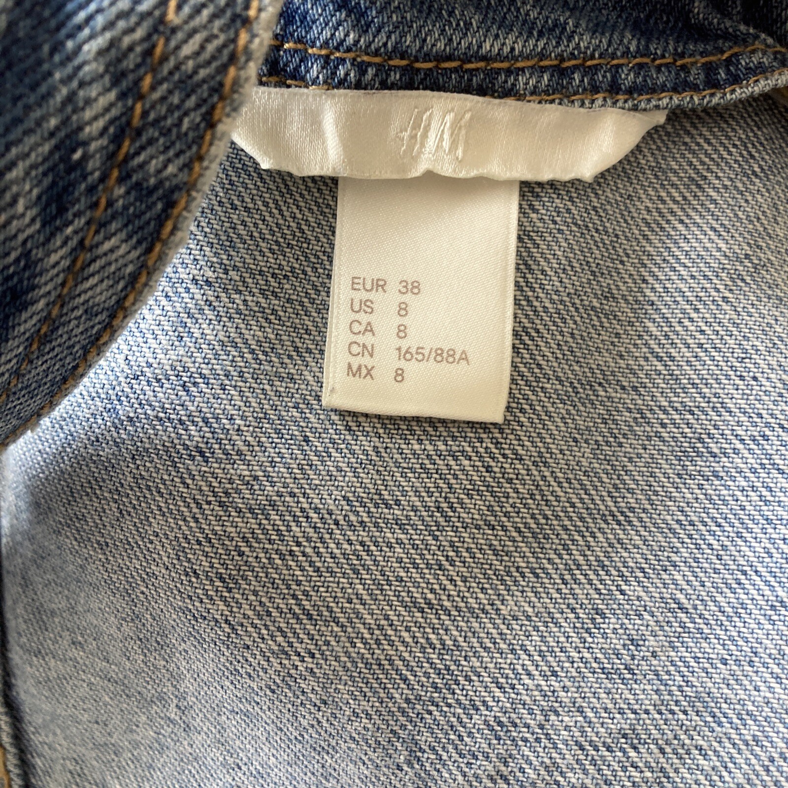 H & M BLUE BUTTON-THROUGH DENIM PINAFORE DUNGAREE DRESS, Size 38 EU 7