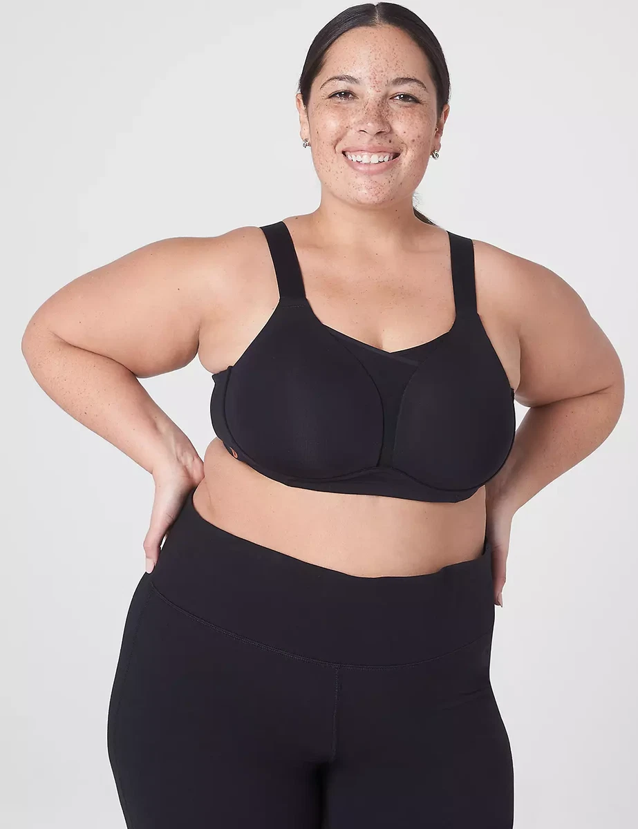 LIVI Active Lane Bryant Wireless Medium Impact Sports Bra Black 42D PLUS  NEW