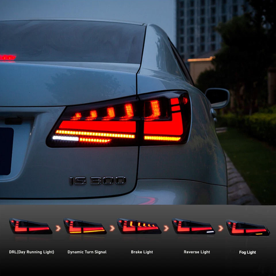 Luces traseras LED para Lexus IS250 IS350 ISF 2006-13 lámparas de animación secuencial rojas Foto 2 de 4