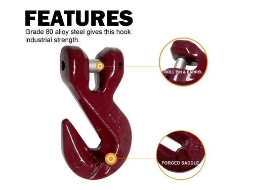 3/8 Grade 80 Chain Grab Hook Alloy Steel Clevis Cradle Rigging & Lifting - Picture 2 of 8