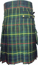 New Modern Scottish Hunting Stewart Tartan Active Men Utility Pockets New Kilts.