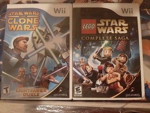 Lego Star Wars The Complete Saga Star Wars Clone Wars Lightsaber Duels Wii Lot Ebay