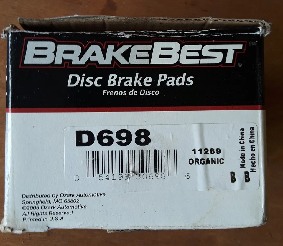 Nuevas pastillas de freno de disco BrakeBest D698 traseras 2002 Oldsmobile Alero B035 Foto 2 de 3