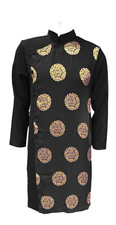 Black Men's Ao Dai S-8XL Vietnamese New Year Tet with Lucky Gold Symbols