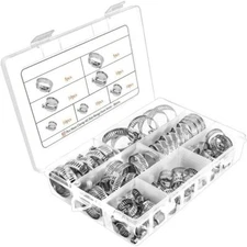 60pcs Adjustable Hose Clamps Worm Gear Stainless Steel Clamp Assortment 7 Sizes