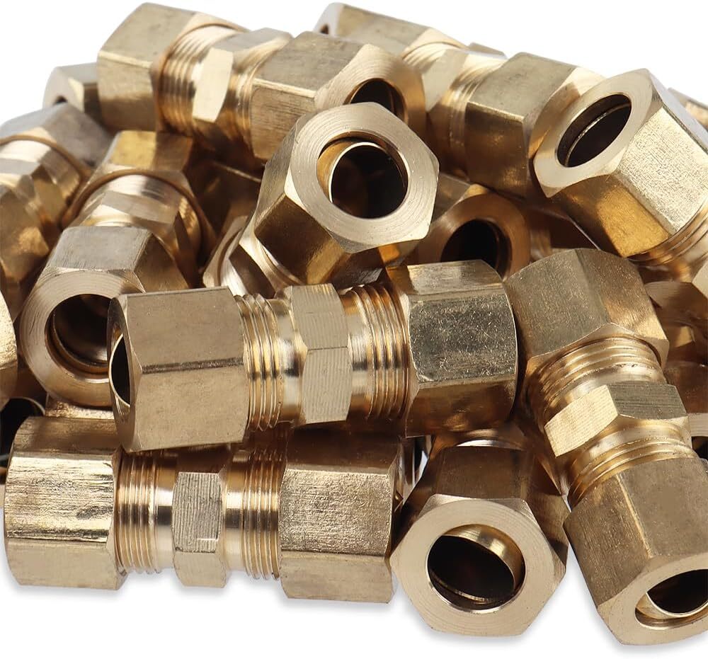 LTWFITTING 3/8-Inch OD Compression Union,Brass Compression Fitting(Pack of 10)