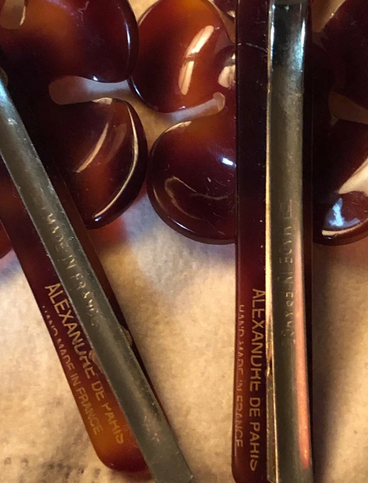 ALEXANDRE DE PARIS Hair Clip Flower Swarovski Pearl Pair Vintage Signed - Image 2 of 3