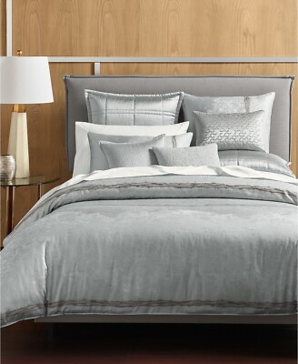 Hotel Collection Muse Full/Queen Duvet Cover Grey +2 Standard Pillow Sham+1 Euro