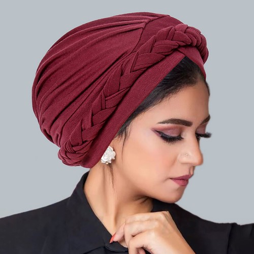Damen Hijab Zopf Chemo Turban Mützen muslimisches Headwrap afrikanische Kopfbedeckung Hut indisch - Bild 13 von 22