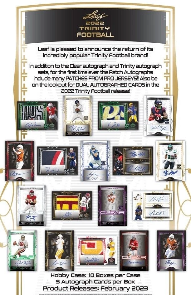2022 Leaf Trinity Football Factory Sealed 5 Auto Autograph Per Hobby Box - Image 3 of 3