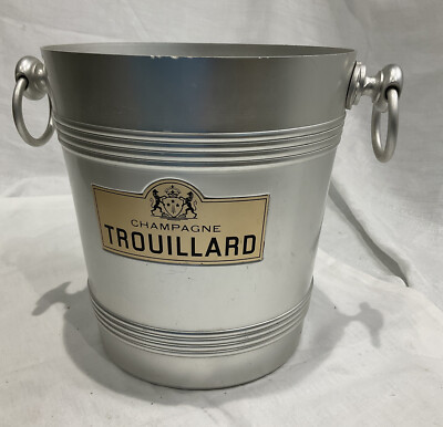 VINTAGE GEBRAUCHTER TROUILLARD CHAMPAGNER METALL EISKÜBEL KÜHLER FRANZÖSISCHER WEIN BAR PARTY