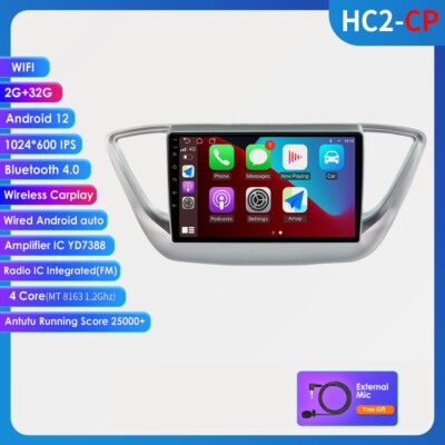 For Hyundai Solaris 2 Verna 2017-20 Android12 CarPlay Car GPS Radio Stereo WiFi