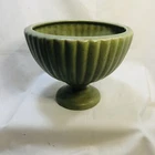 Haeger USA Speckled Green 5" Pedestal Planter w/ Ribbed Design & Matte Finish