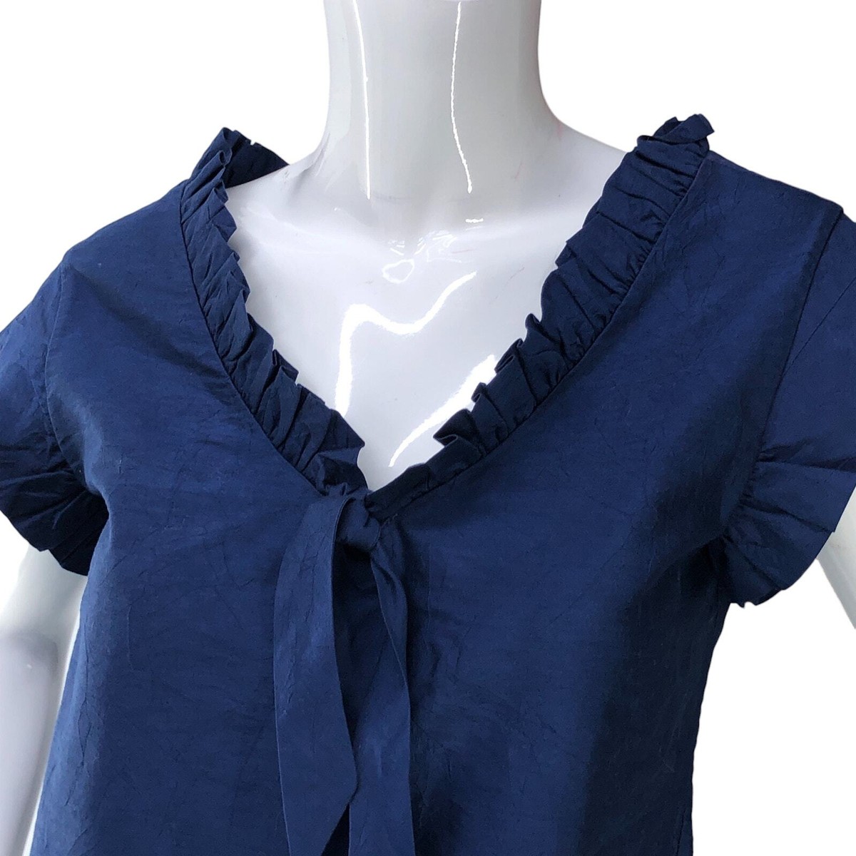 Calypso St Barths Womens Sz XS Blouse Ruffle V Neck Short