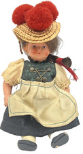 Doll Celluloid German Costume Dress Hat Turtle Mark 1950s 6"