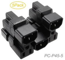 5-Pack IEC 320 C14 Male to Nema 5-15R Female Power Adapters, PC-P45-5