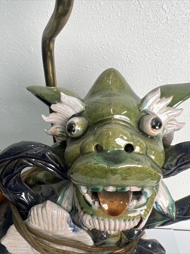 Vintage Foo Dog Sculpture Lamp Large 35” Shiwan Pottery 17” Sculpture - Picture 13 of 24