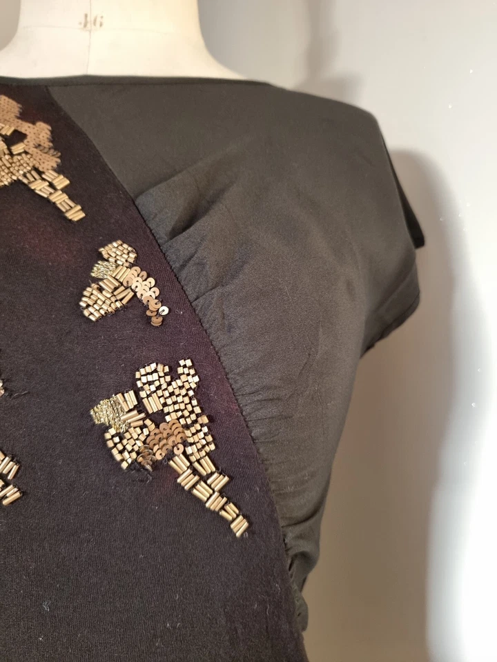 KOOKAI : SUPERBE TEE SHIRT NOIR SEQUINS DORÉS - Photo 3/4