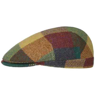 Herringbone Harris Tweed Colour Check Flatcap Schirmmütze Schiebermütze Wollcap