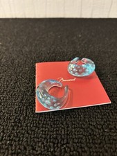 Baccarat Crystal Blue Polka Dot Hoop Earrings